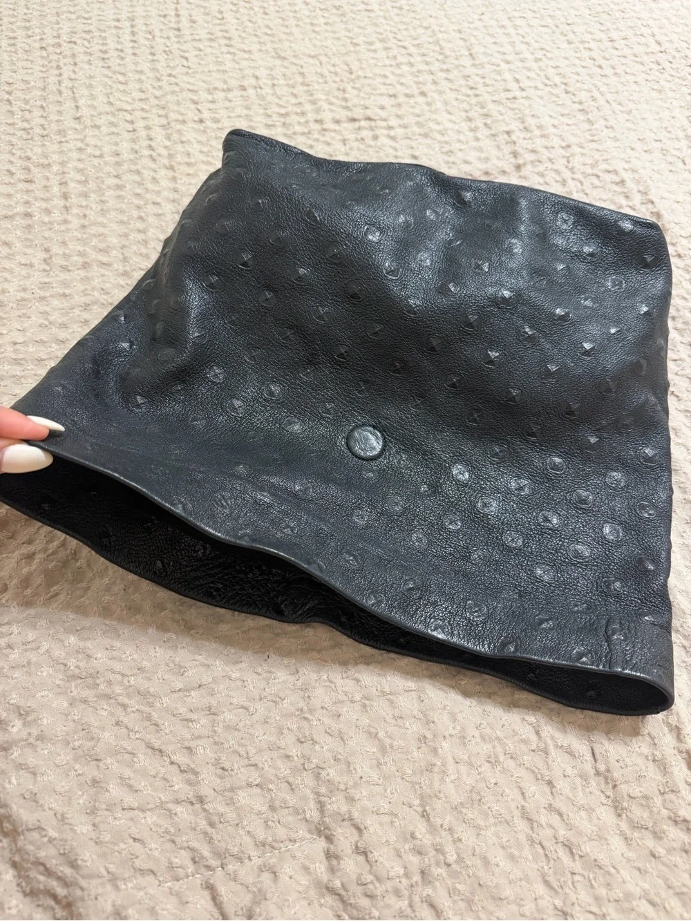 Marie Turnor Pyramid Lunch Clutch Ostrich leather